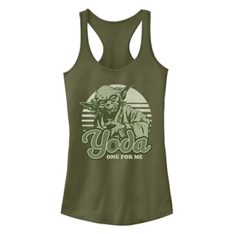 Junior's Disney's Star Wars Yoda One For Me Retro Racerback Tank Top