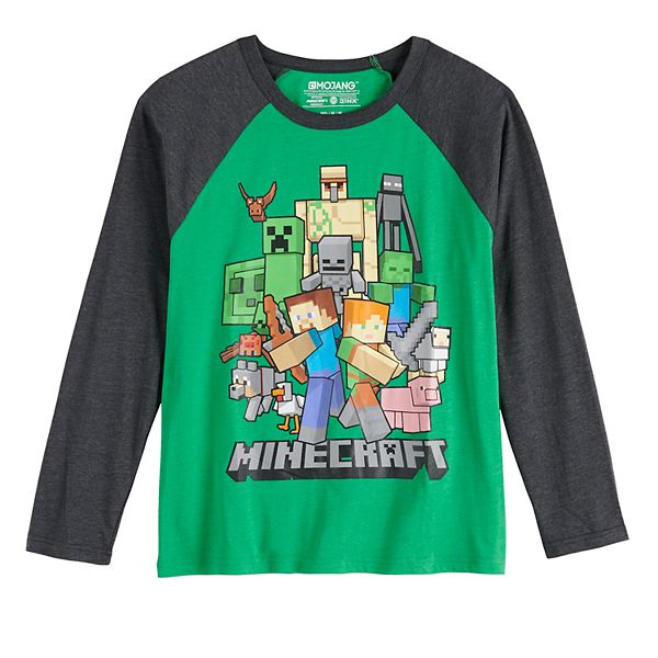 Boys 8 20 Minecraft Group Raglan Tee - how to make shirts on ur groups for roblox