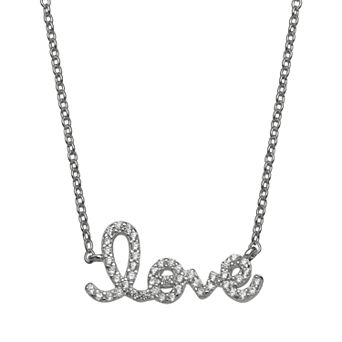 PRIMROSE Sterling Silver Cubic Zirconia Love Necklace
