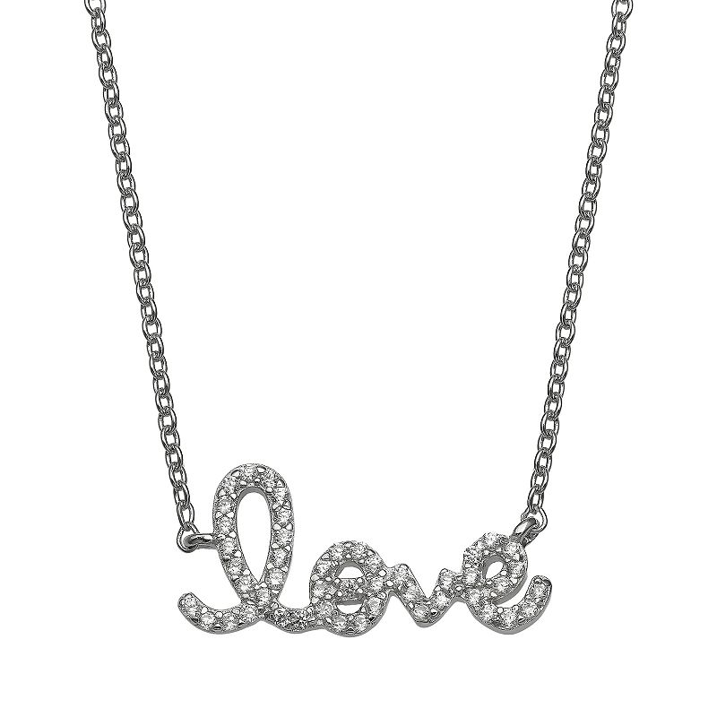 PRIMROSE Cubic Zirconia Love Necklace, Womens, Size: 18, Silver