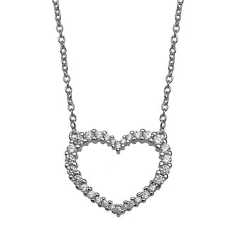 PRIMROSE Sterling Silver Pavé Cubic Zirconia Open Heart Pendant Necklace