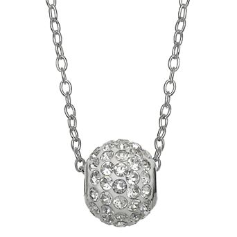 PRIMROSE Sterling Silver Pave Crystal Fireball Pendant Necklace