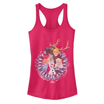 Junior's Disney's Frozen Wreath Group Shot Racerback Tank Top