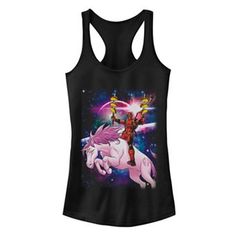 Juniors' Marvel Deadpool Taco Unicorn Space Portrait Racerback Tank Top
