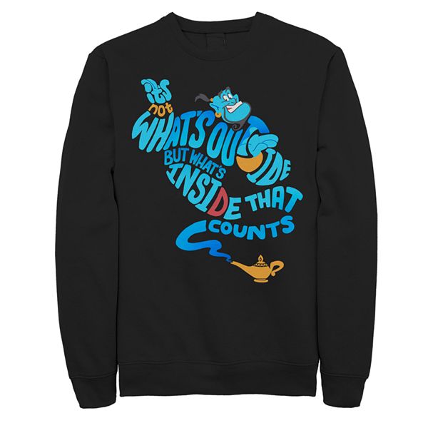 Juniors' Disney's Aladdin Genie Quote Body Crew Fleece Sweater