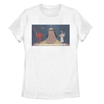 Juniors' Disney's The Emperor's New Grove Kronk So Confused Tee