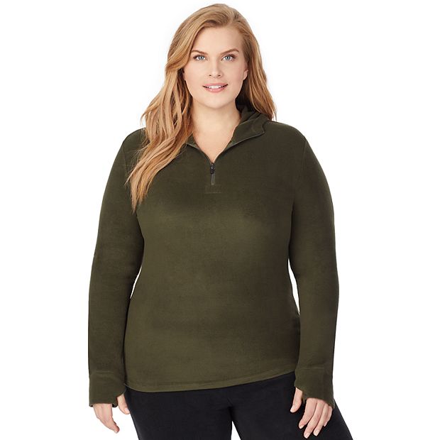 Plus Size Cuddl Duds® Fleecewear with Stretch Long Sleeve Half Zip Hoodie