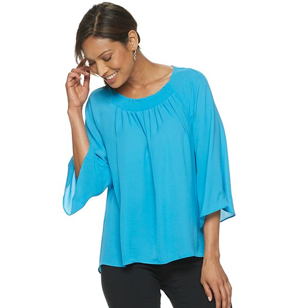 Women's Dana Buchman Smock-Neck Flare Sleeve Top