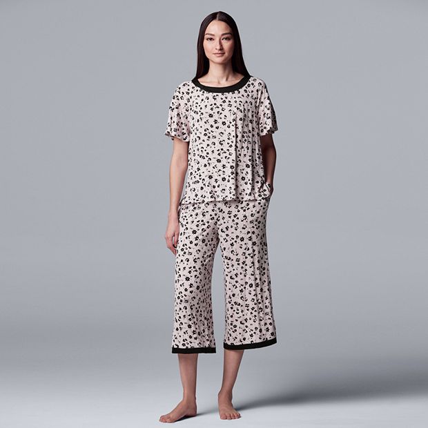 Women s Simply Vera Vera Wang Tee Capri Pajama Set