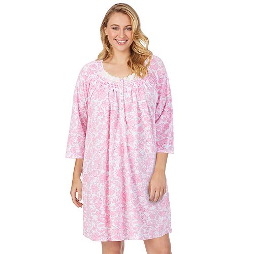 Plus Size Aria Lace-Trim Knit Nightgown