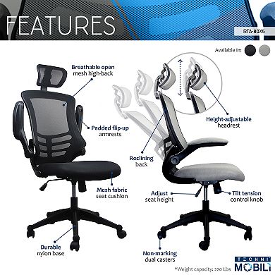 Techni Mobili Modern High-Back Mesh Executive Office Chair