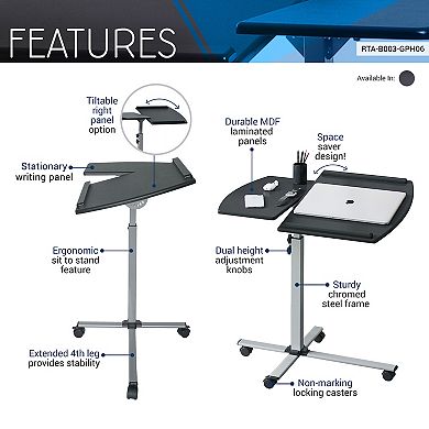 Techni Mobili Rolling Adjustable Laptop Cart