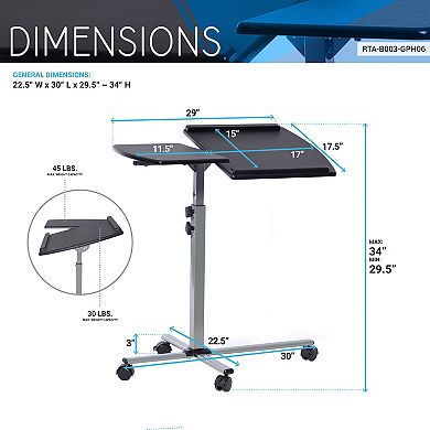 Techni Mobili Rolling Adjustable Laptop Cart