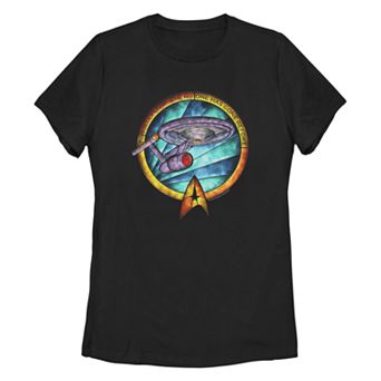 Juniors' Star Trek The Original Series Stained Glass Ship Graphic Tee