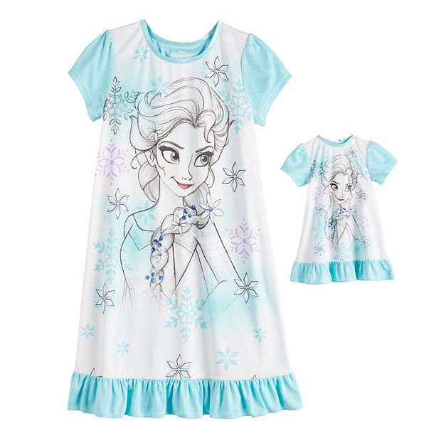 Disney s Frozen Elsa Girls 4 8 Nightgown Doll Gown