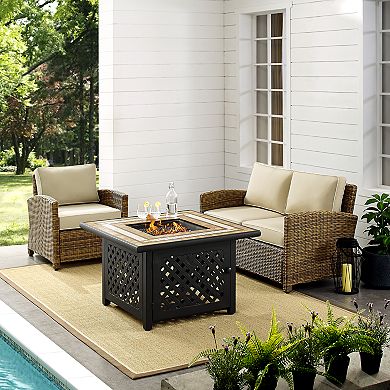 Crosley Furniture Bradenton 3 Piece Outdoor Wicker Seating Set With Sand Cushions