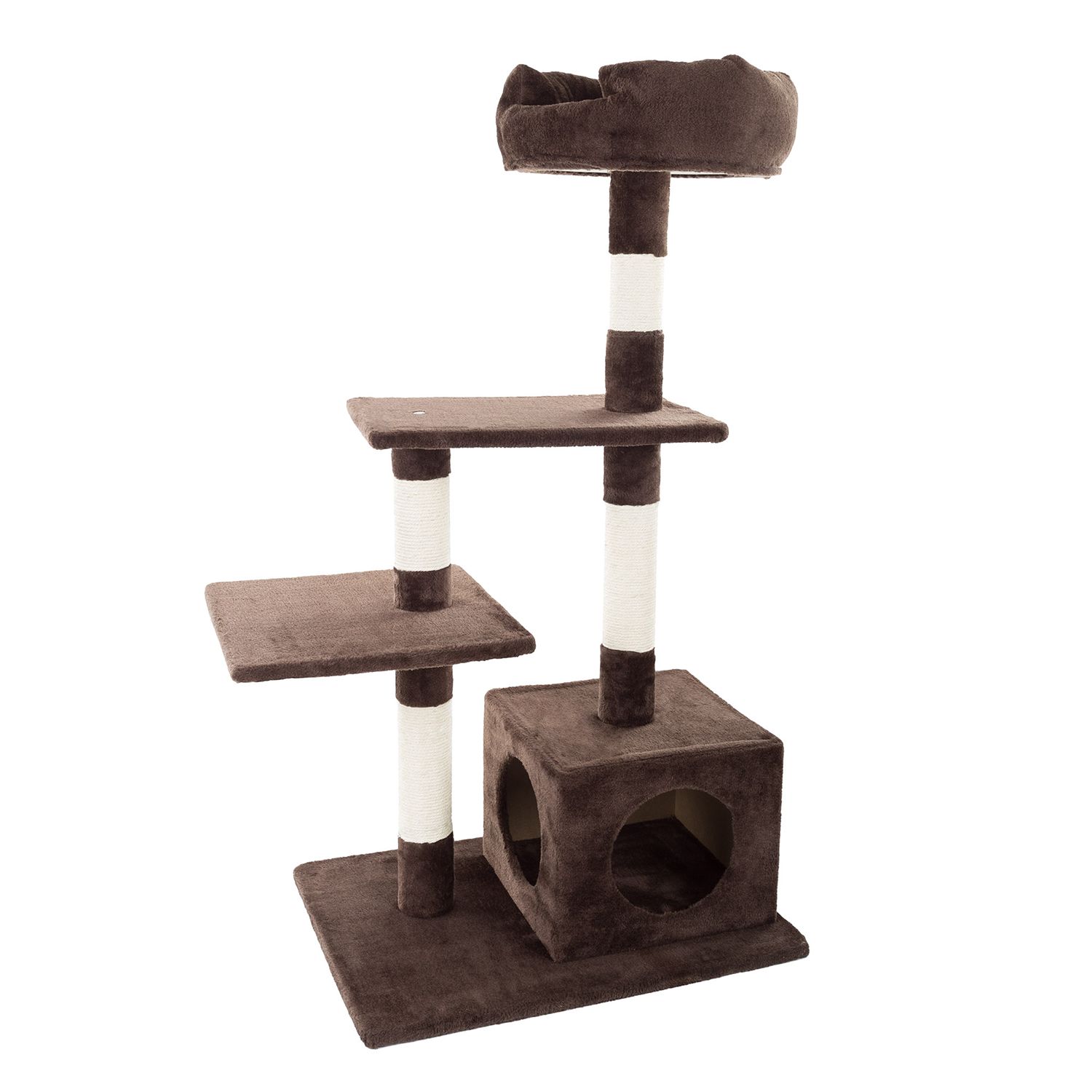 PawHut Cat Running Wheel Cat Tree with Carpet Runway Cat Exercise Wheel with Brake Cat Tower Pet Furniture for Kittens Natural