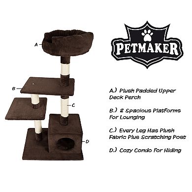 PetMaker 4-Tier Cat Tree with Penthouse Condo