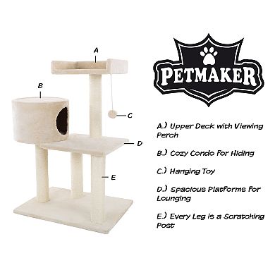 PetMaker 3-Tier Cat Tree with Condo & Scratch Posts