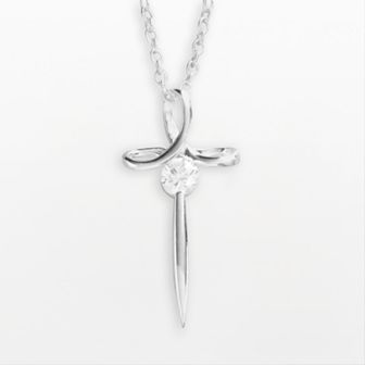 PRIMROSE Sterling Silver Cross Pendant Necklace