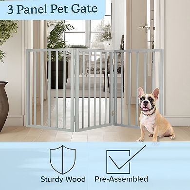 PetMaker Folding 3-Panel Wooden Pet Gate