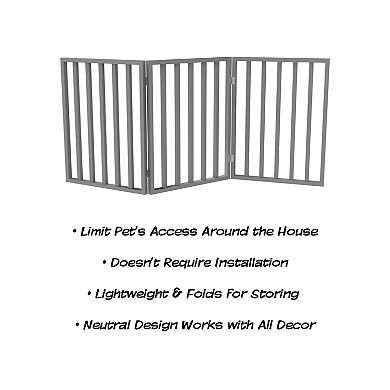 PetMaker Folding 3-Panel Wooden Pet Gate