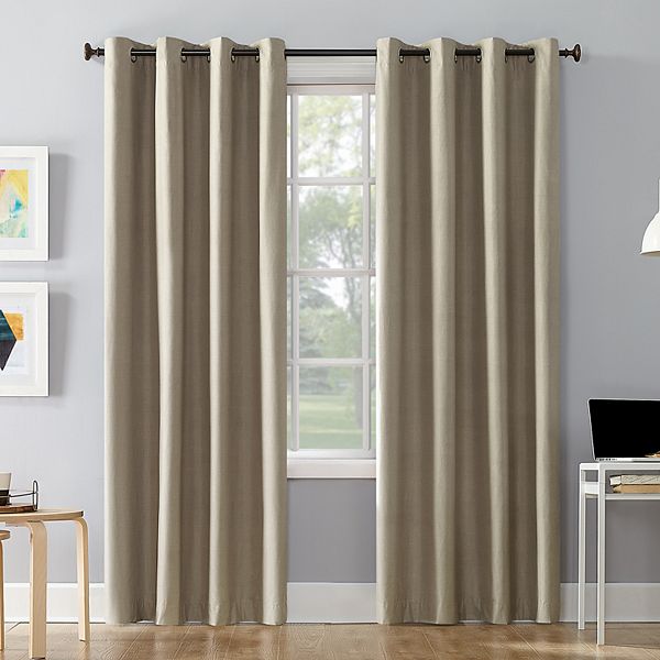 Sun Zero Cameron 100% Blackout Thermal Insulated Grommet Single Curtain Panel - Linen (50X84)