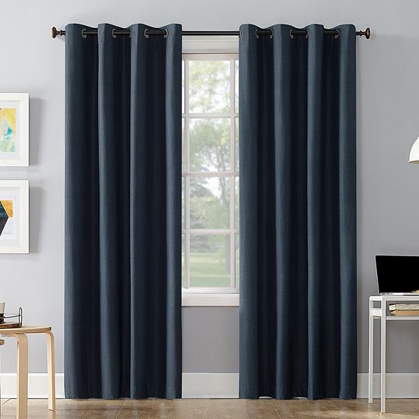 Sun Zero Cameron 100% Blackout Thermal Insulated Grommet Single Curtain Panel - Navy (50X63)