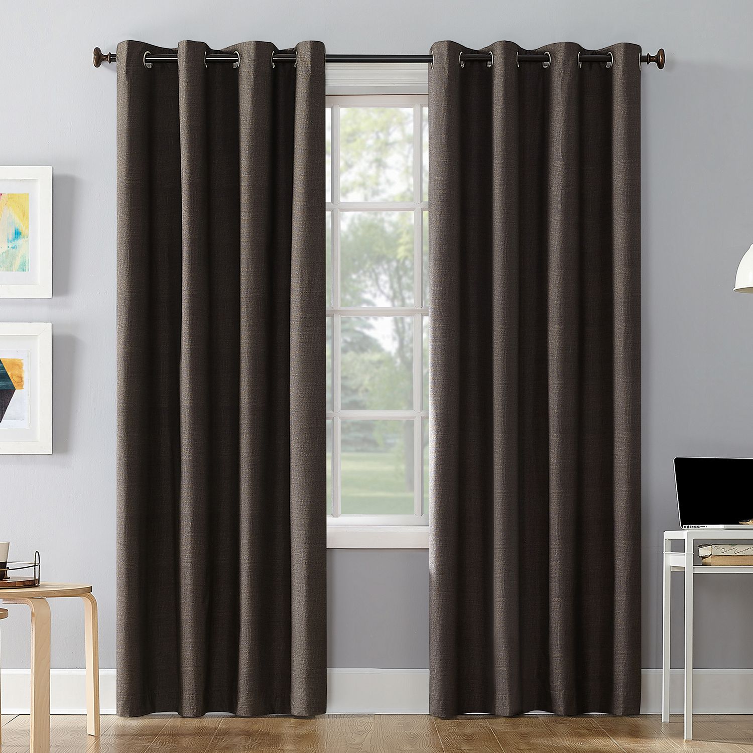 brown curtains