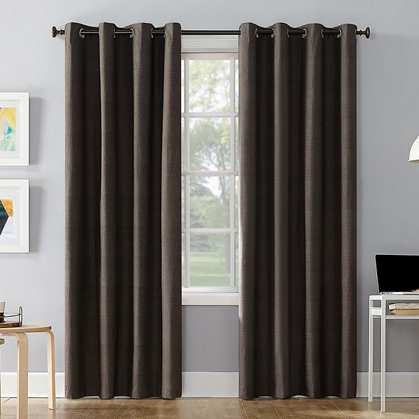 Sun Zero Cameron 100% Blackout Thermal Insulated Grommet Single Curtain Panel - Walnut (50X84)