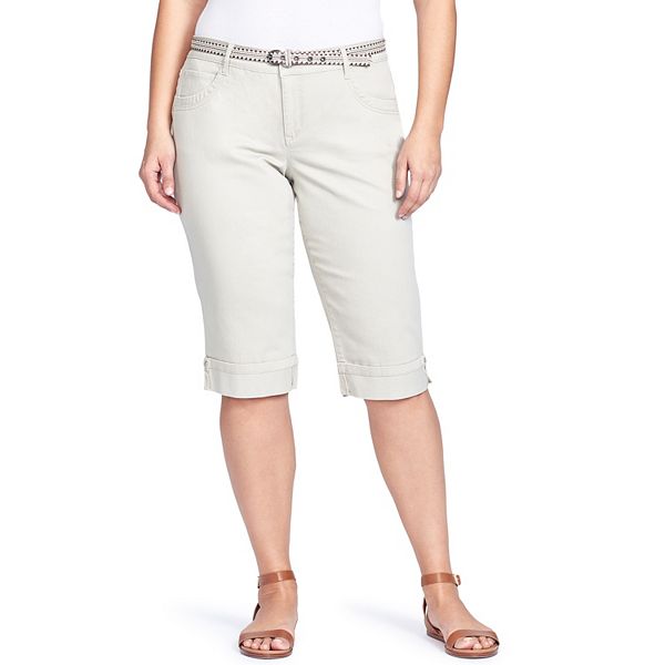 Plus Size Gloria Vanderbilt Cleo Belted Skimmer Capris