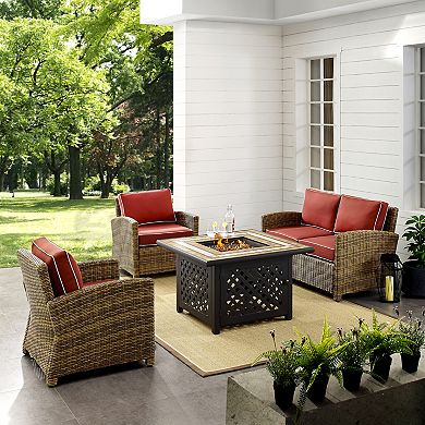 Crosley Furniture Bradenton 4 Piece Outdoor Wicker Seating Set With Sand Cushions