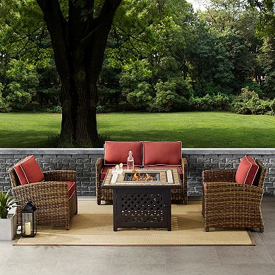 Crosley Furniture Bradenton 4 Piece Outdoor Wicker Seating Set With Sand Cushions