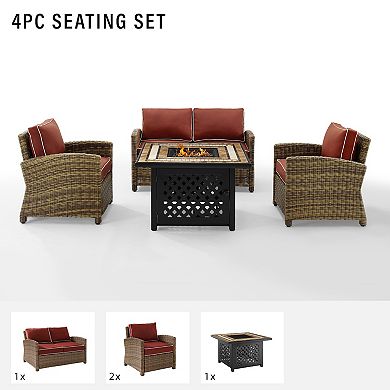 Crosley Furniture Bradenton 4 Piece Outdoor Wicker Seating Set With Sand Cushions