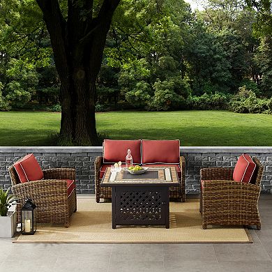 Crosley Furniture Bradenton 4 Piece Outdoor Wicker Seating Set With Sand Cushions