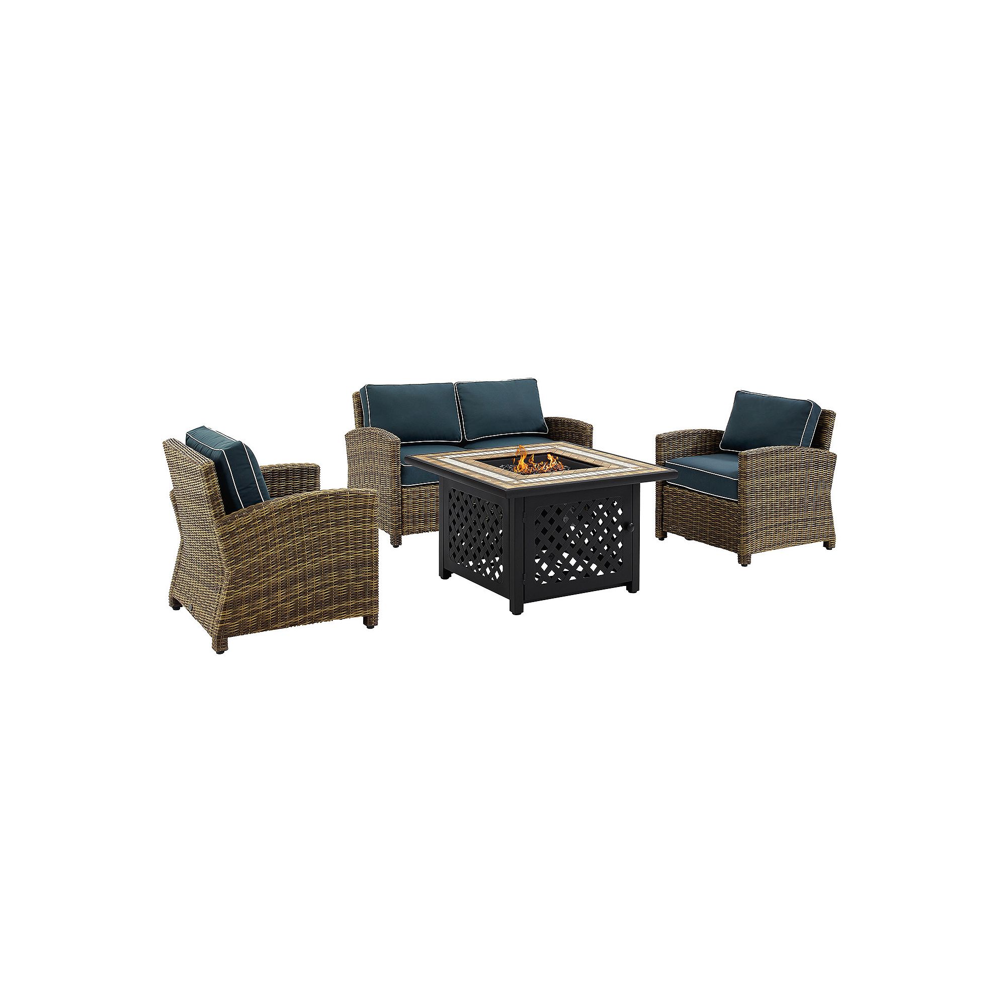 Crosley Furniture Bradenton 4 Piece Outdoor Wicker Seating Set With Sand Cu
