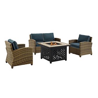 Crosley Furniture Bradenton 4 pc Outdoor Wicker Seating Set With Sand Cushions