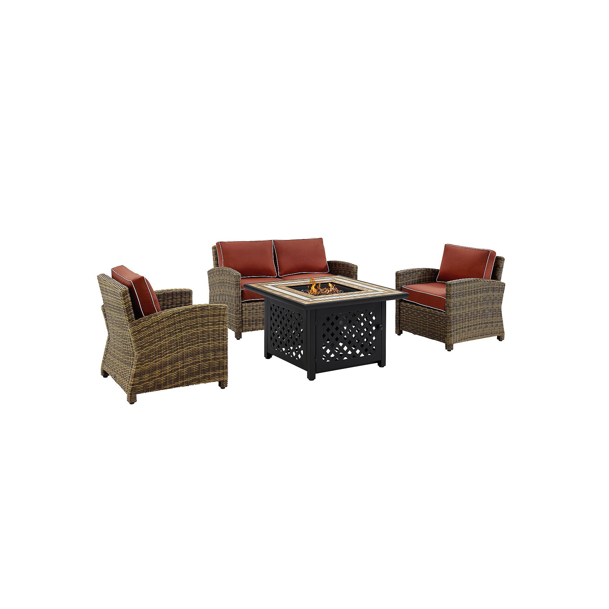 Crosley Furniture Bradenton 4 Piece Outdoor Wicker Seating Set With Sand Cu