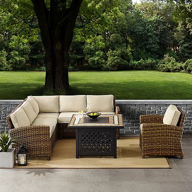 Crosley Furniture Bradenton 5-Piece Outdoor Wicker Seating Set With Sand Cushions