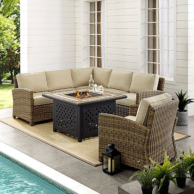 Crosley Furniture Bradenton 5-Piece Outdoor Wicker Seating Set With Sand Cushions