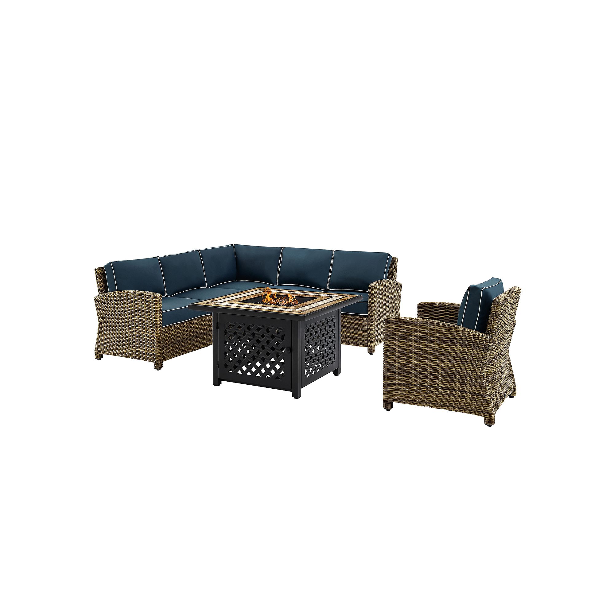 Crosley Furniture Bradenton 5-Piece Outdoor Wicker Seating Set With Sand Cu
