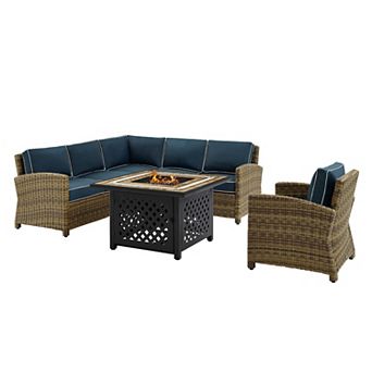 Crosley Furniture Bradenton 5 pc Outdoor Wicker Seating Set With Sand Cushions