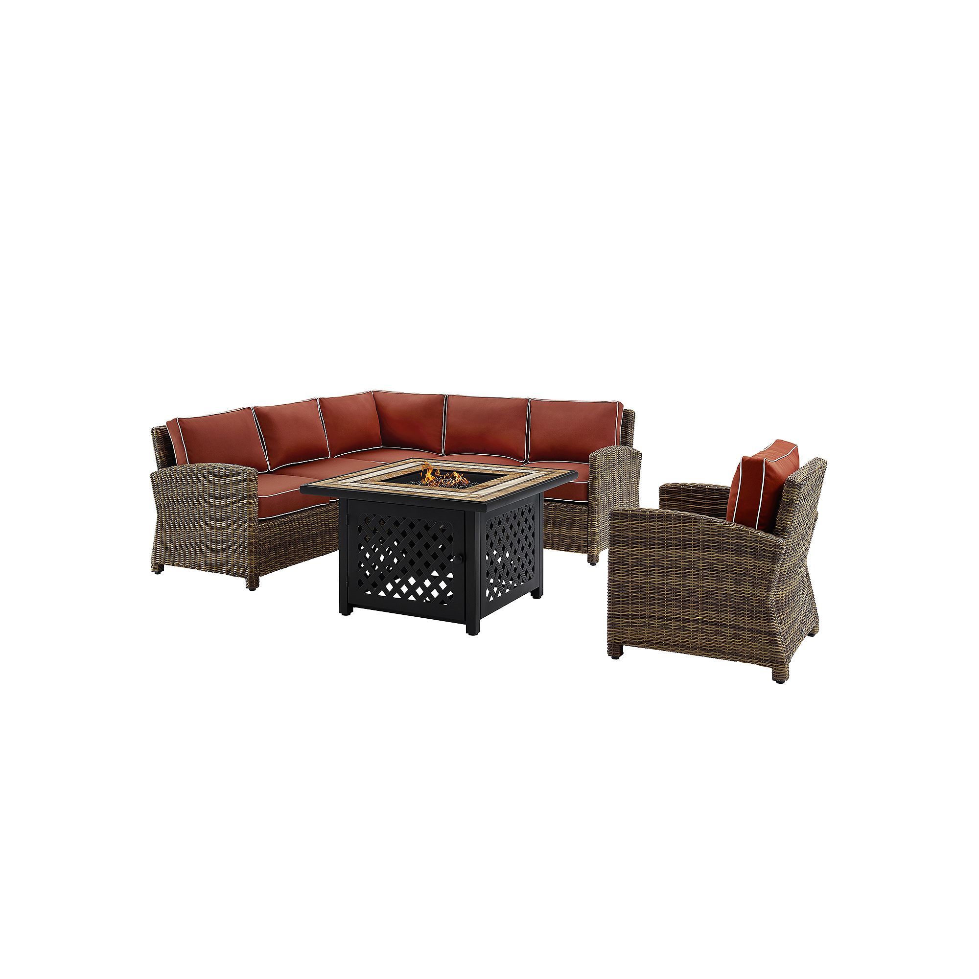 Crosley Furniture Bradenton 5-Piece Outdoor Wicker Seating Set With Sand Cu