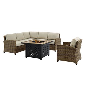Crosley Furniture Bradenton 5 pc Outdoor Wicker Seating Set With Sand Cushions