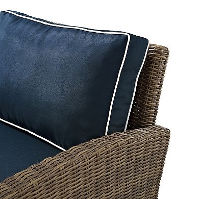 Crosley Furniture Bradenton 5-Piece Outdoor Wicker Conversation Set With Navy Cushions