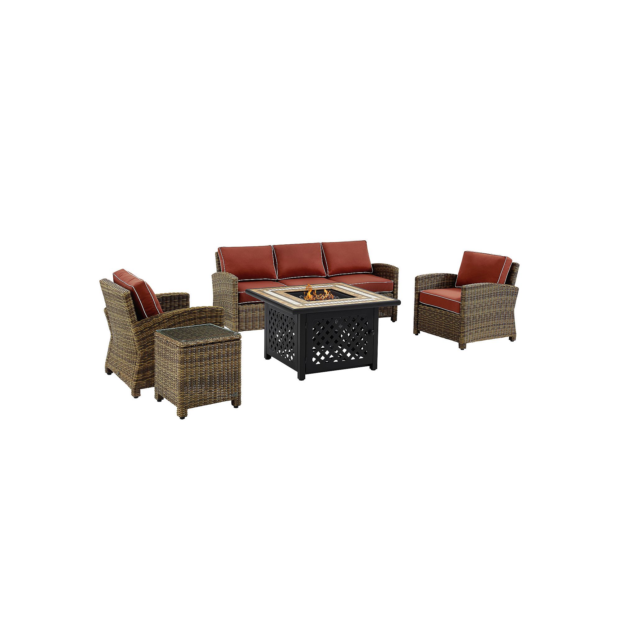 Crosley Furniture Bradenton 5-Piece Outdoor Wicker Conversation Set With Na
