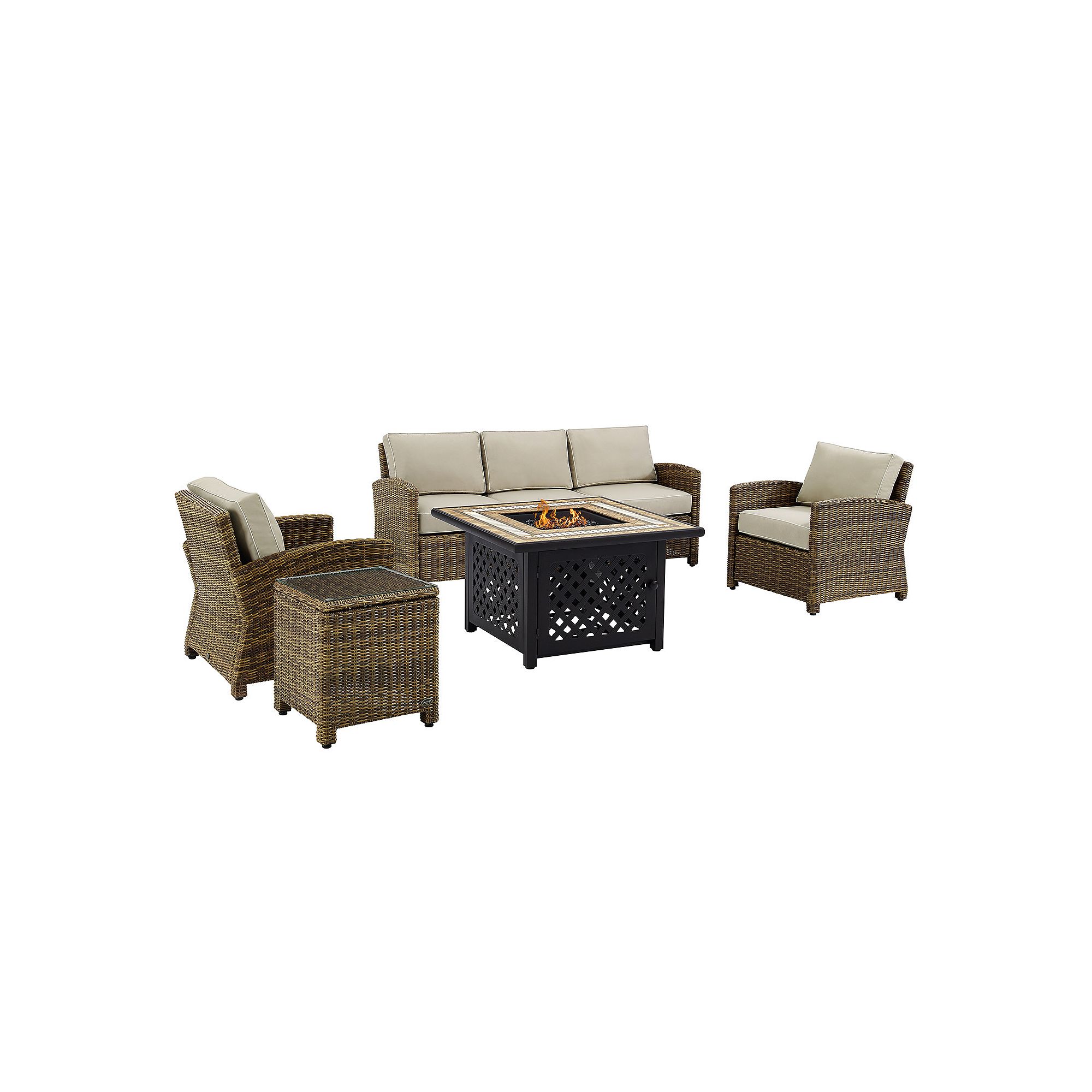 Crosley Furniture Bradenton 5-Piece Outdoor Wicker Conversation Set With Na