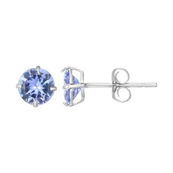 14k White Gold Tanzanite Stud Earrings