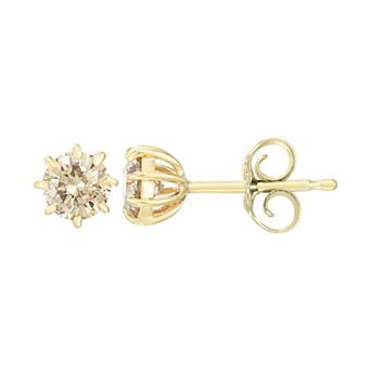 14k Gold 1/2 Carat T.W. Champagne Diamond Stud Earrings