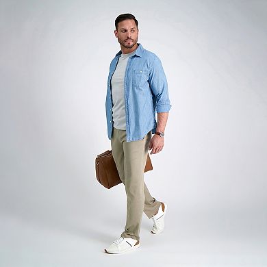 Men's Haggar® Iron Free Premium Khaki Classic-Fit Flat Front Hidden Comfort Waistband Casual Pant